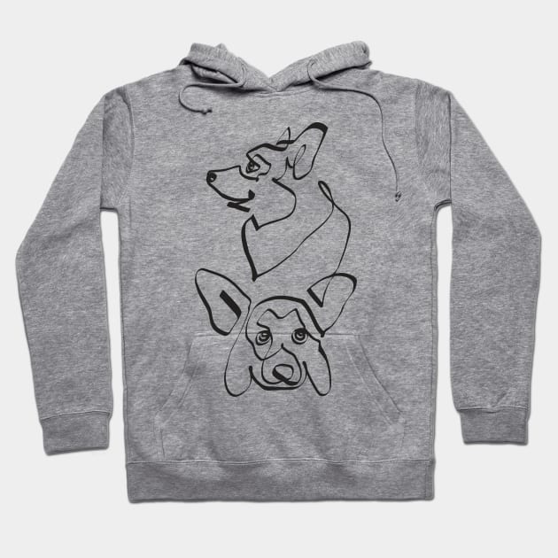 Abstract line Corgi Hoodie by huebucket